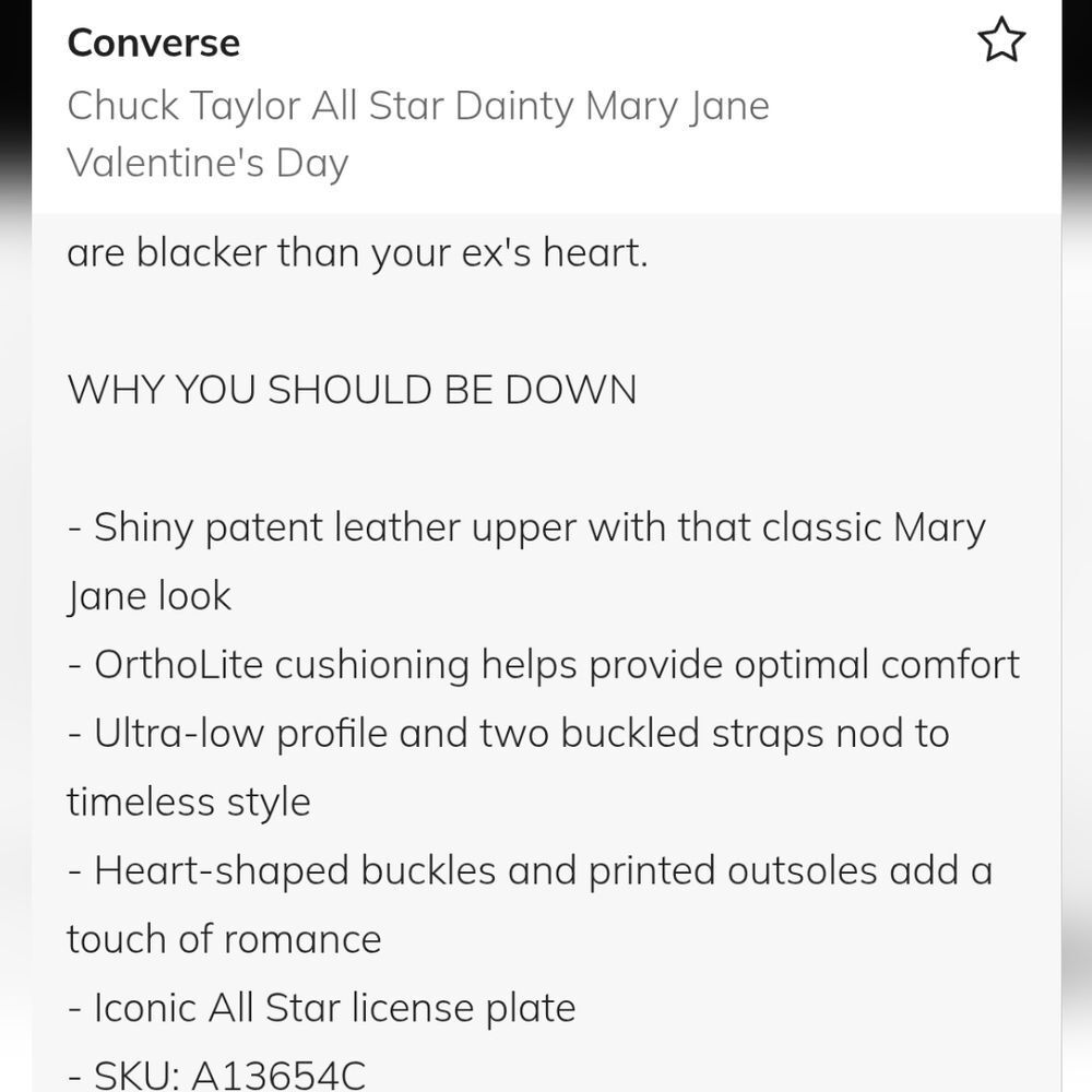 Converse Chuck Taylor Dainty Mary Jane Sneaker- Valentine's Day - Picture 10 of 14